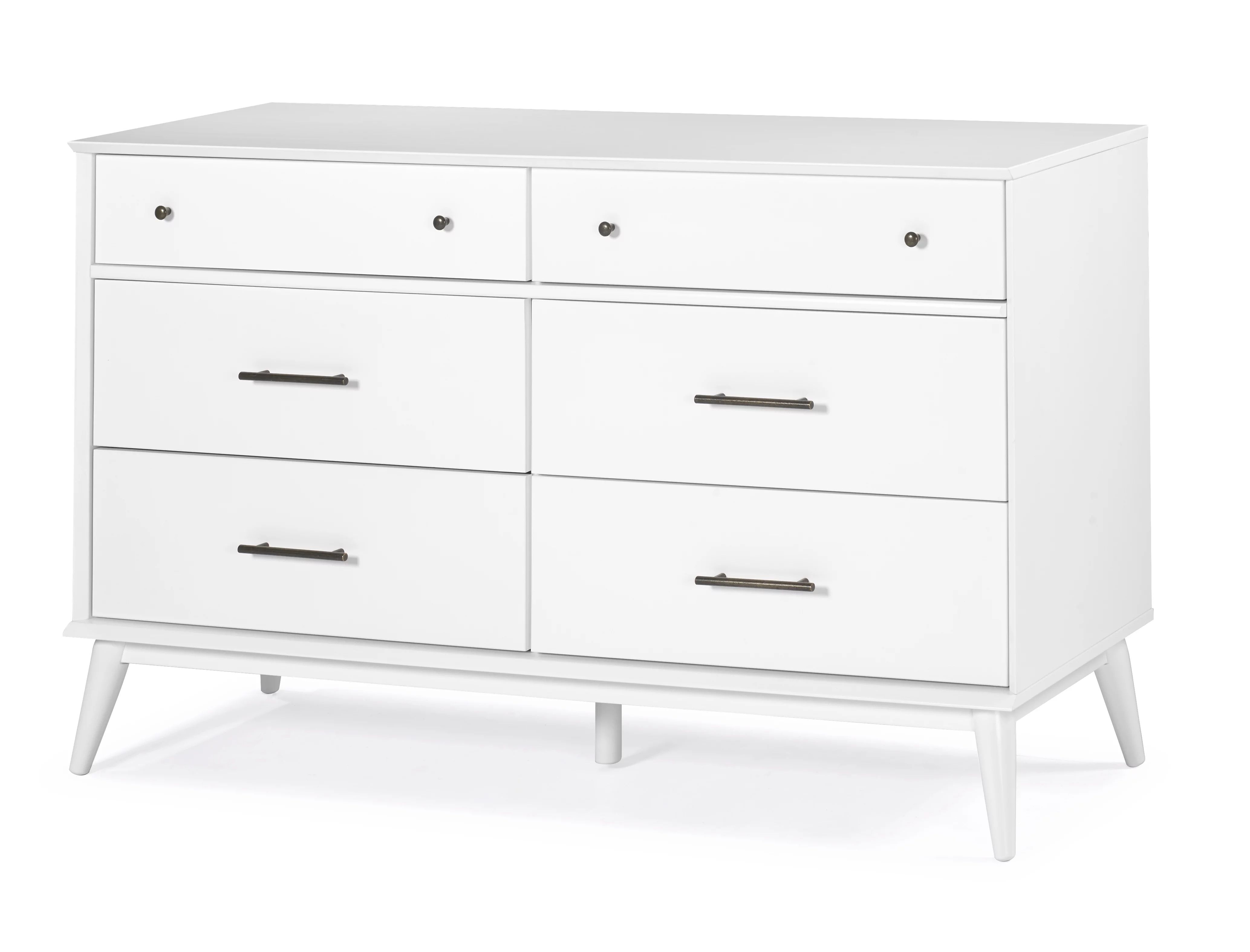 Mid-Century Six Drawer Dresser - White Finish | Walmart (US)