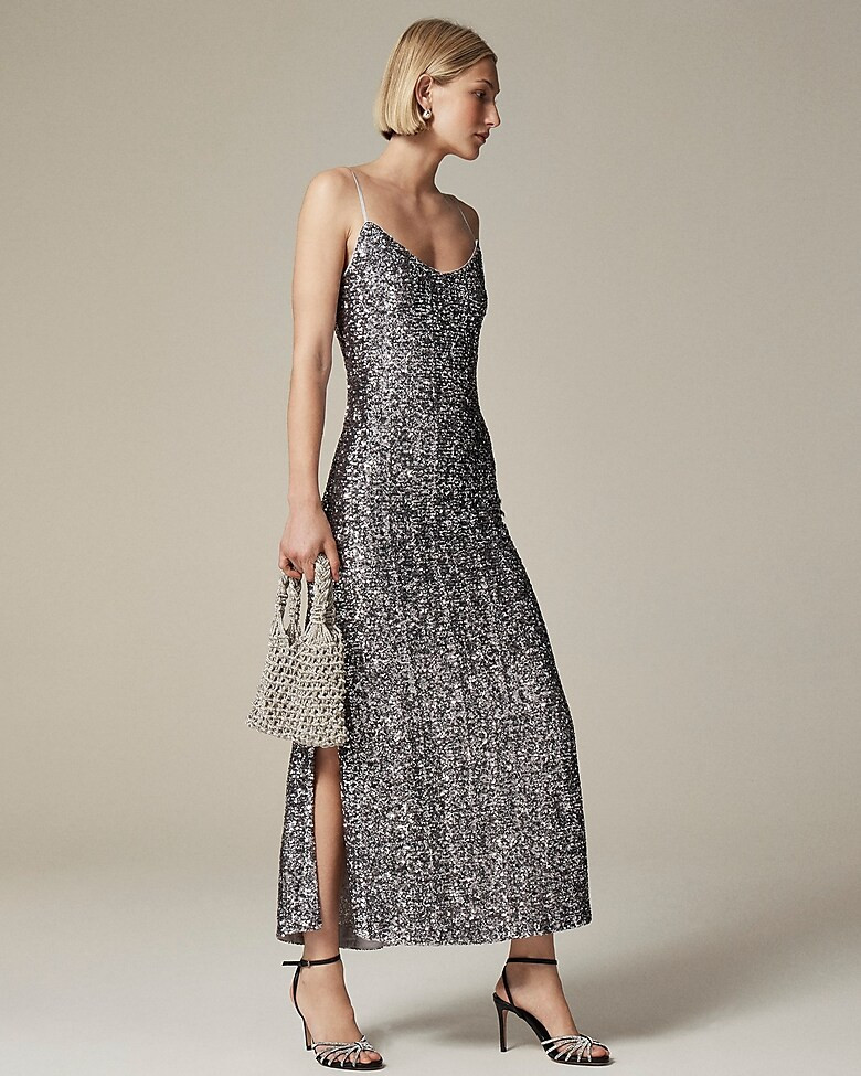 Sequin floor-length slip dress | J. Crew US
