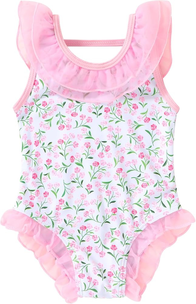 YOUNGER TREE Toddler Swimsuit Girl Tulle Ruffle One Piece Swimwear Baby Summer Beach Bathing Suit | Amazon (US)