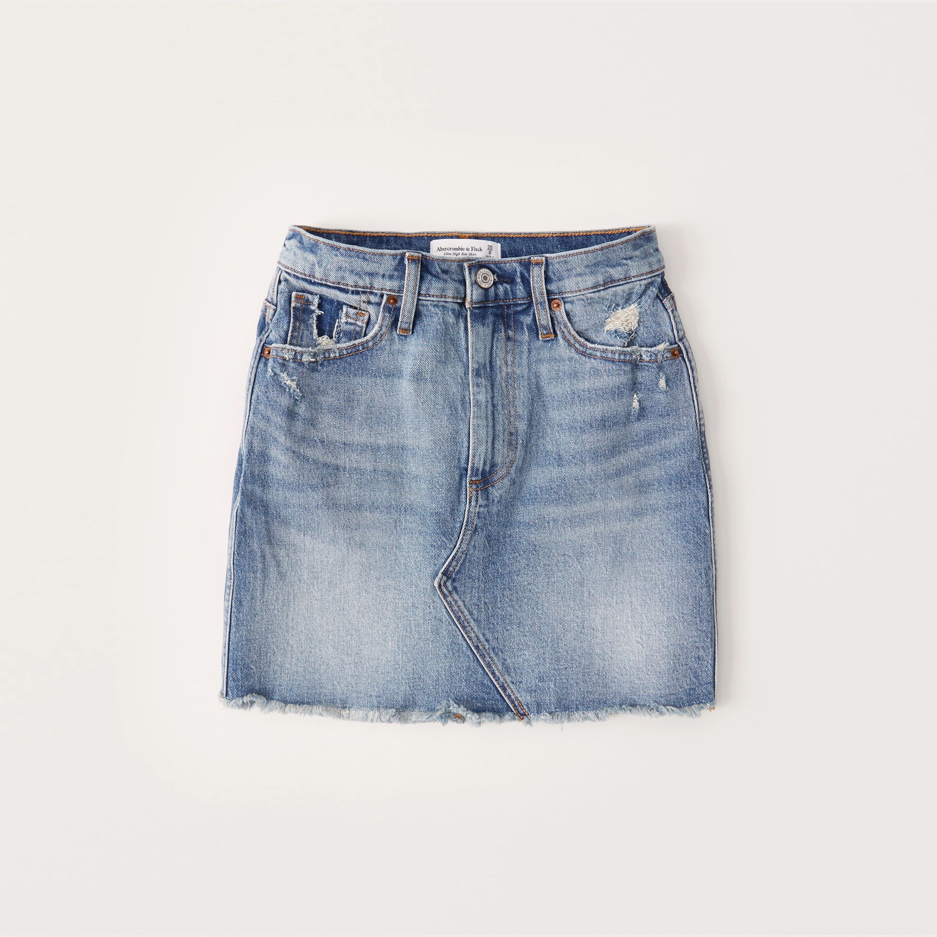 Curve Love Denim Mini Skirt | Abercrombie & Fitch (US)
