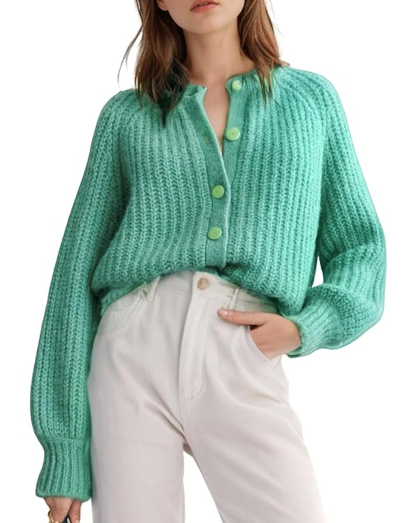 Wyeysyt Womens Cardigan Sweater Button Down Long Sleeve Chunky Soft Knit Sweater Fall Open Front ... | Amazon (US)