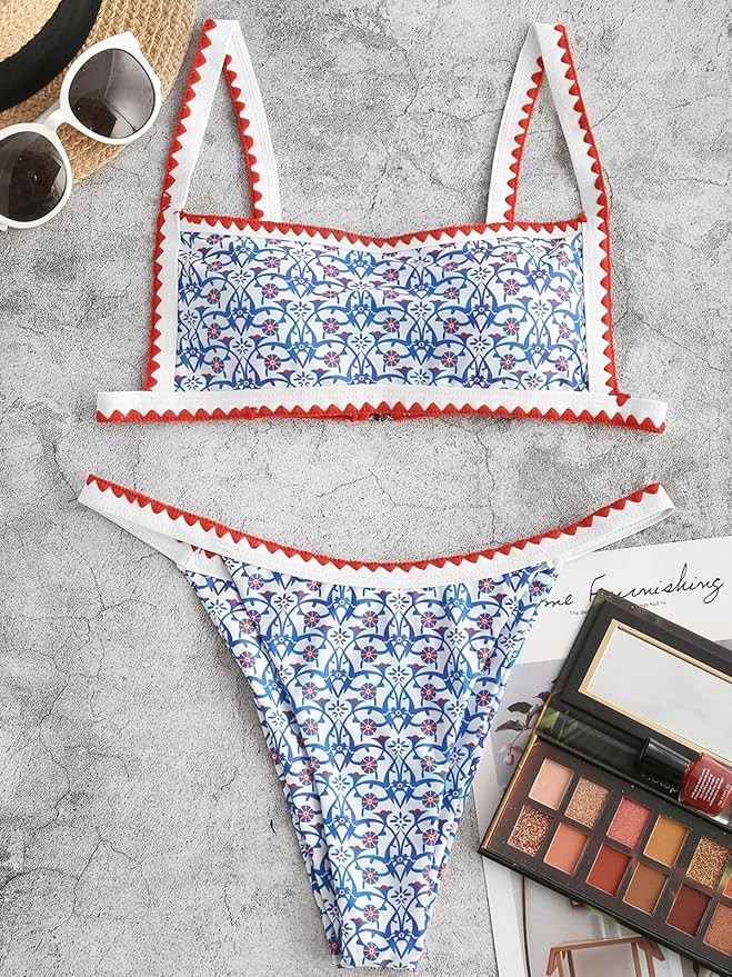 BIKINX Womens Swimsuits Sexy Thong Micro Bikini Ditsy Floral Two Piece Sets Bathing Suit Color Bl... | Amazon (US)