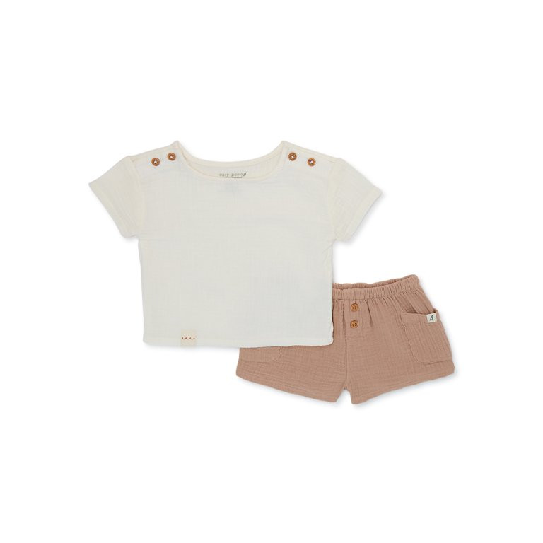 easy-peasy Baby Short Sleeve Tee and Shorts Outfit Set, 2-Piece, Sizes 0M-24M | Walmart (US)
