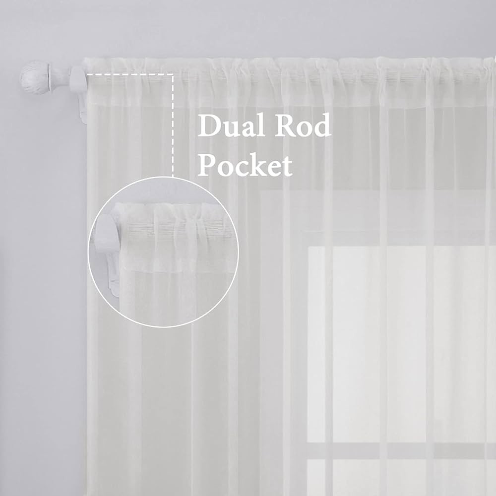 MIULEE 2 Panels Solid Color Sheer Window Curtains Elegant Window Voile Panels/Drapes/Treatment fo... | Amazon (US)