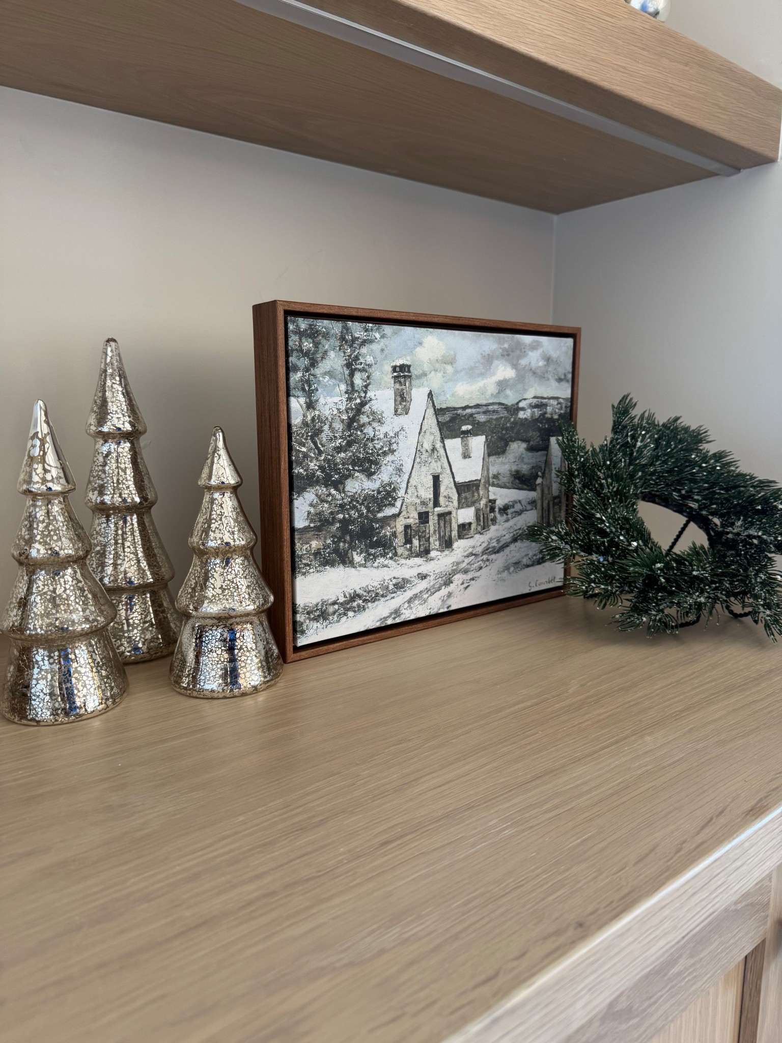 Christmas shoes decor 
Walmart 
Hobby Lobby wreath 
Target Christmas art 

#LTKHome #LTKHoliday #LTKSeasonal