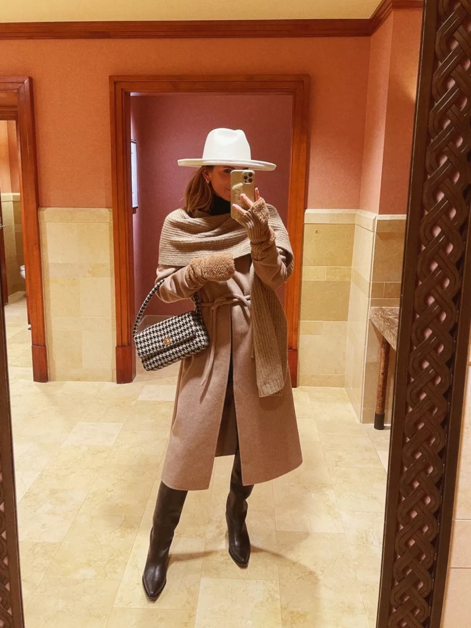 Bundled up in my Splendid collection for our trip to Jackson hole. Waist-tie coat, leggings, turtleneck, wrap scarf, wide brim hat, boots. Cella Jane 

#LTKstyletip #LTKSeasonal