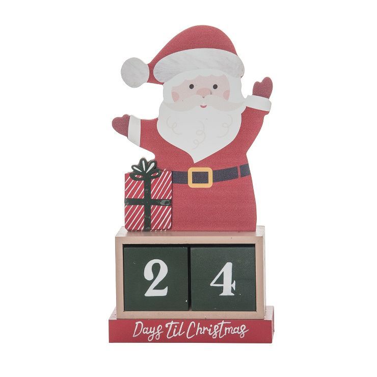 Transpac Wood 9.76 in. Multicolored Christmas Santa Block Countdown Set of 3 | Target