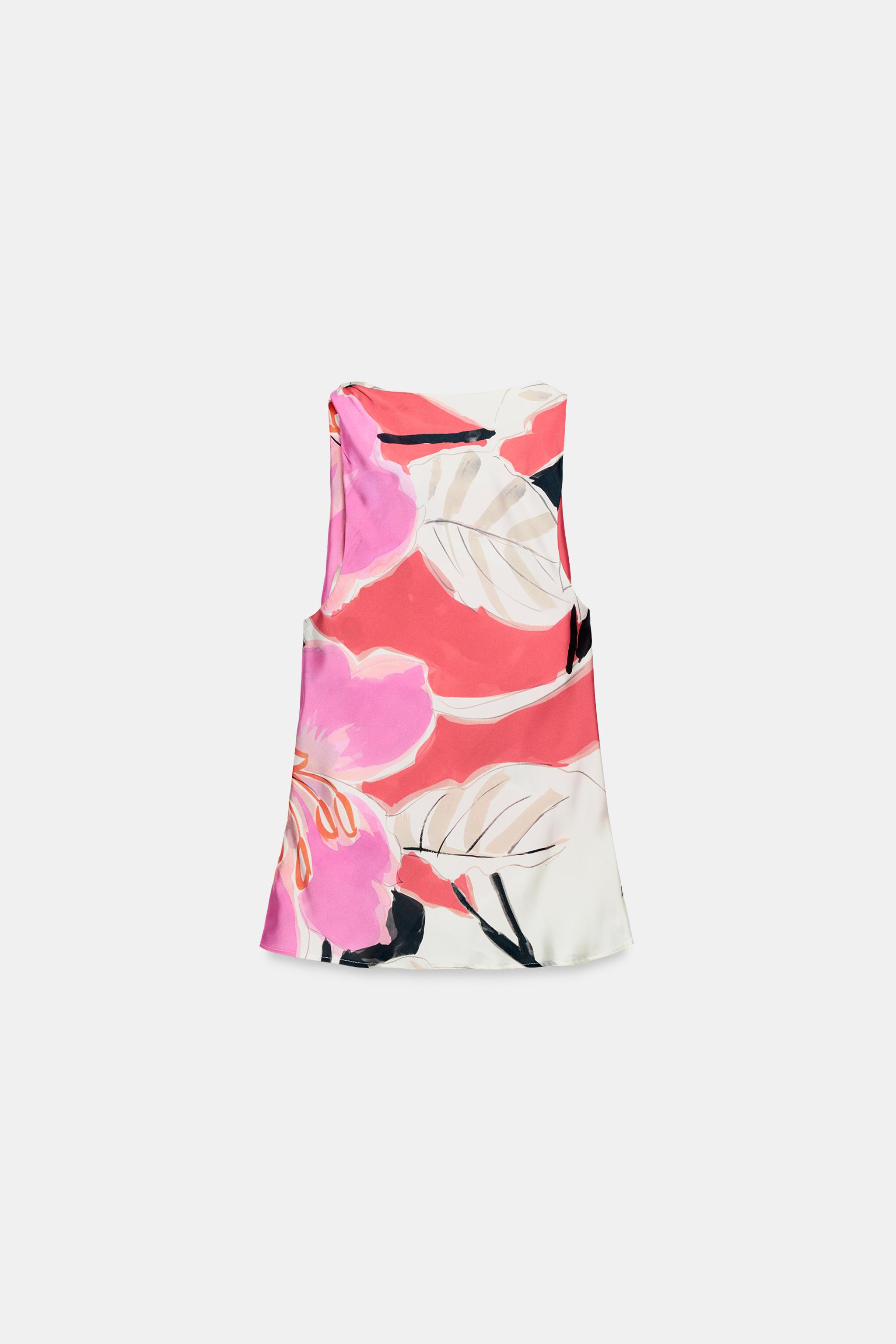 PRINTED SATIN EFFECT TOP | Zara US