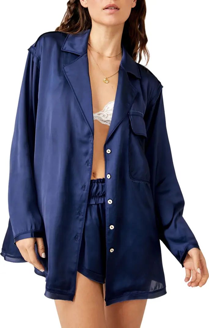 Like Honey Long-Sleeve Satin Pajama Shirt | Nordstrom