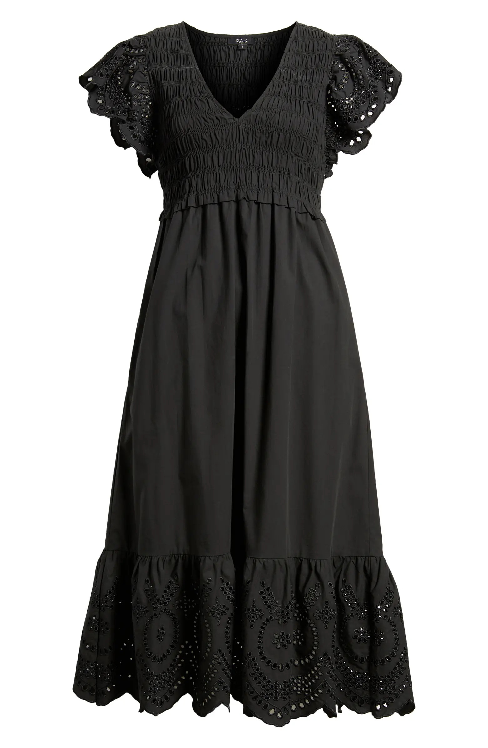 Clementine Eyelet Smocked Cotton Blend Midi Dress | Nordstrom