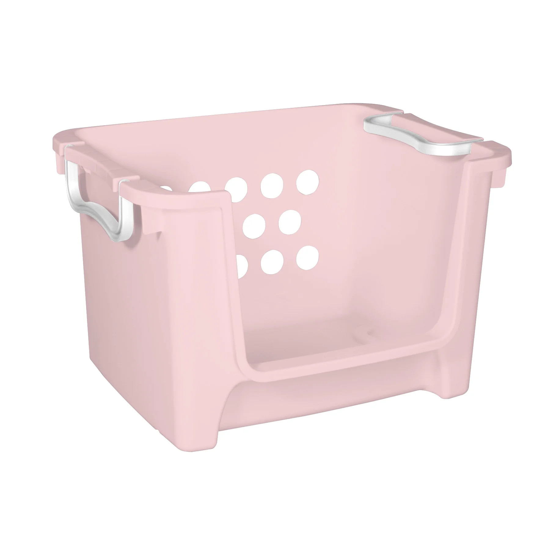 Your Zone Kids Open Front Stacking Toy Storage Bin with Handles, Pink | Walmart (US)