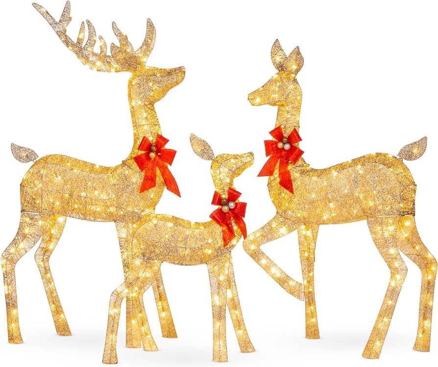 Best Choice Products 3-Piece Large Lighted Christmas Deer Family Set 5Ft Outdoor Yard Decoration wit | Amazon (US)