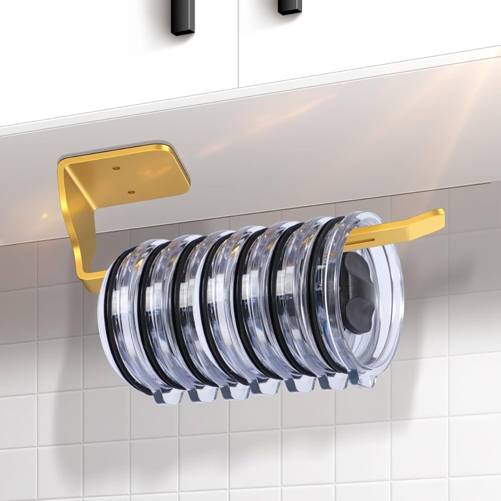 Tumbler Lid Organizer, Space Saving Wall Mounted Cup Lid Organizer 3M Self Adhesive, Simple Moder... | Amazon (US)