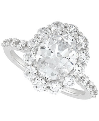 Grown With Love IGI Certified Lab Grown Diamond Oval Halo Engagement Ring (3-1/2 ct. t.w.) in 14k... | Macy's