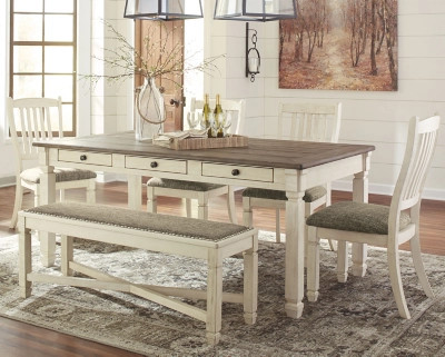 Bolanburg Dining Table and 4 Chairs and Bench, Two-tone | Ashley