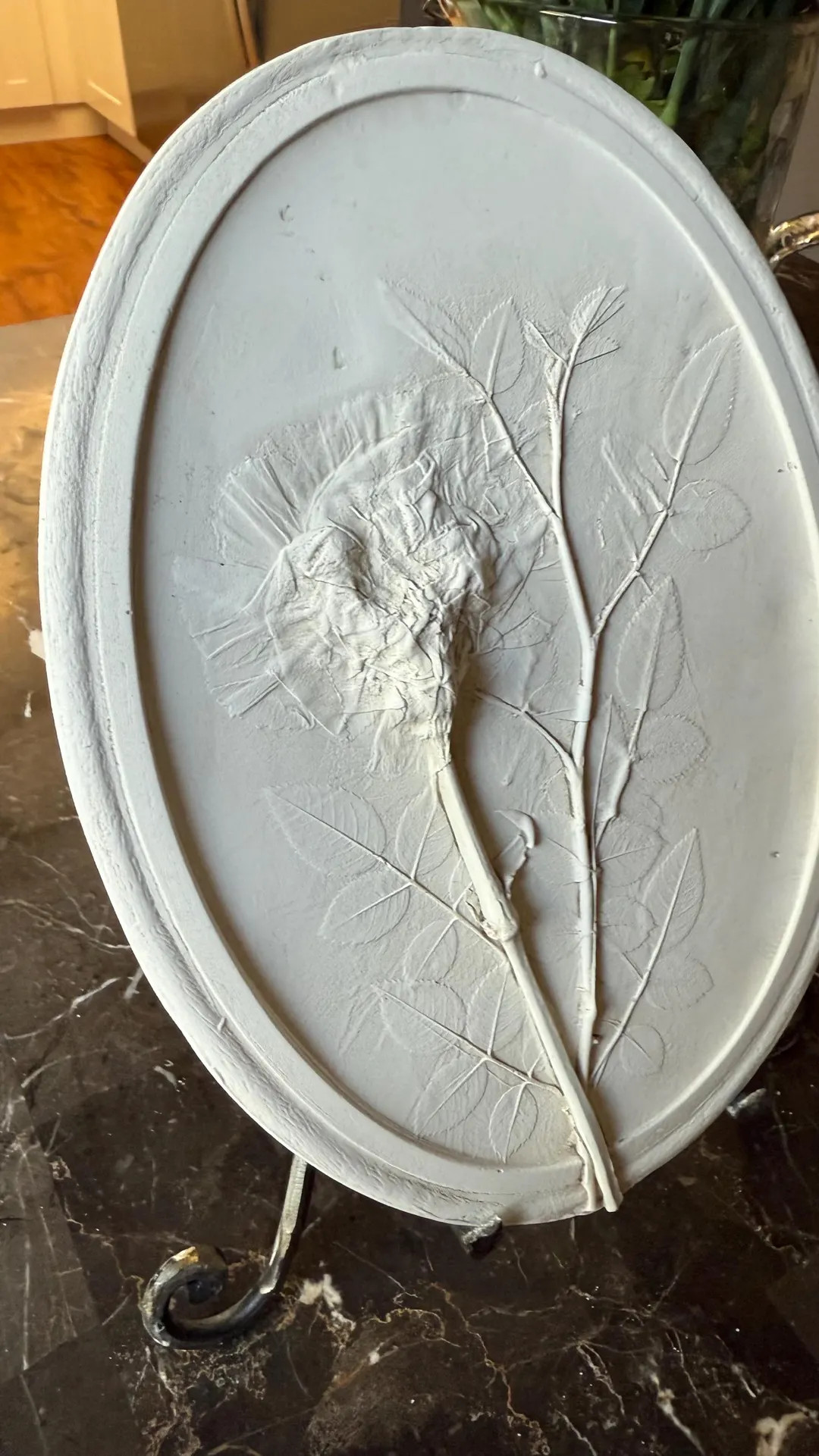 Pressed Flower Wall Art: Handmade Botanical Plaster Oval - Etsy | Etsy (US)