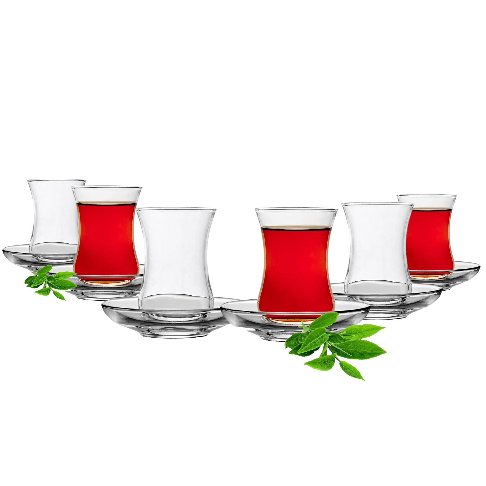 SECEN LONDON Turkish Tea Glasses Cups and Saucers (4 Oz/120 CC), Set of 12, Thick Sole Prevent Tea From Getting Cold, Perfect for Tea Birthday, Party, Gifts,Tea Mugs and Coffee Mugs Clear Glasses | Amazon (US)