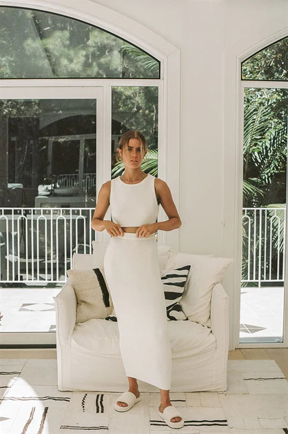 Heather Knit Skirt - White | SABO SKIRT (Global)