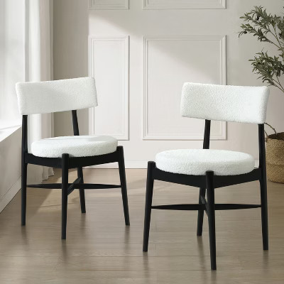 Gulches Set of 2 Mid Century Modern Dining Chairs,Black and Beige | Target