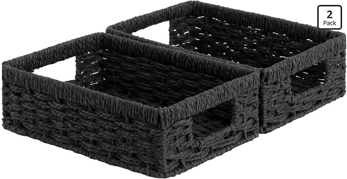StorageWorks Paper Rope Storage Baskets, Small Wicker Basket for Organizing, Pantry Organizers an... | Amazon (US)