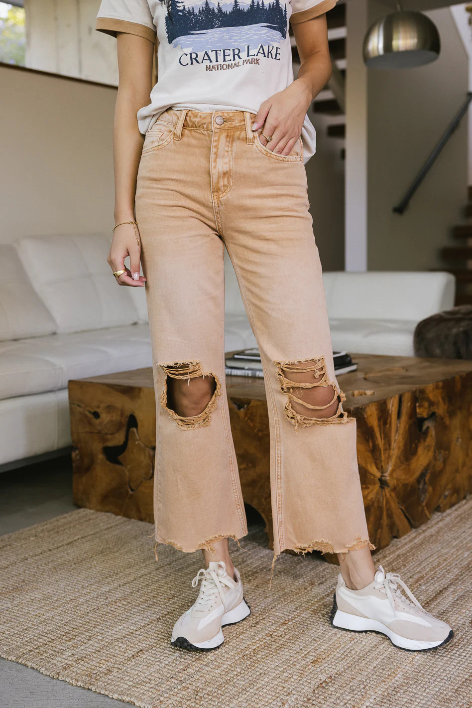 Charlie Distressed Jeans in Mustard | Böhme US