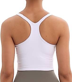 Women's Longline Sports Bra Yoga Racerback Crop Top with Built in Bra | Amazon (US)