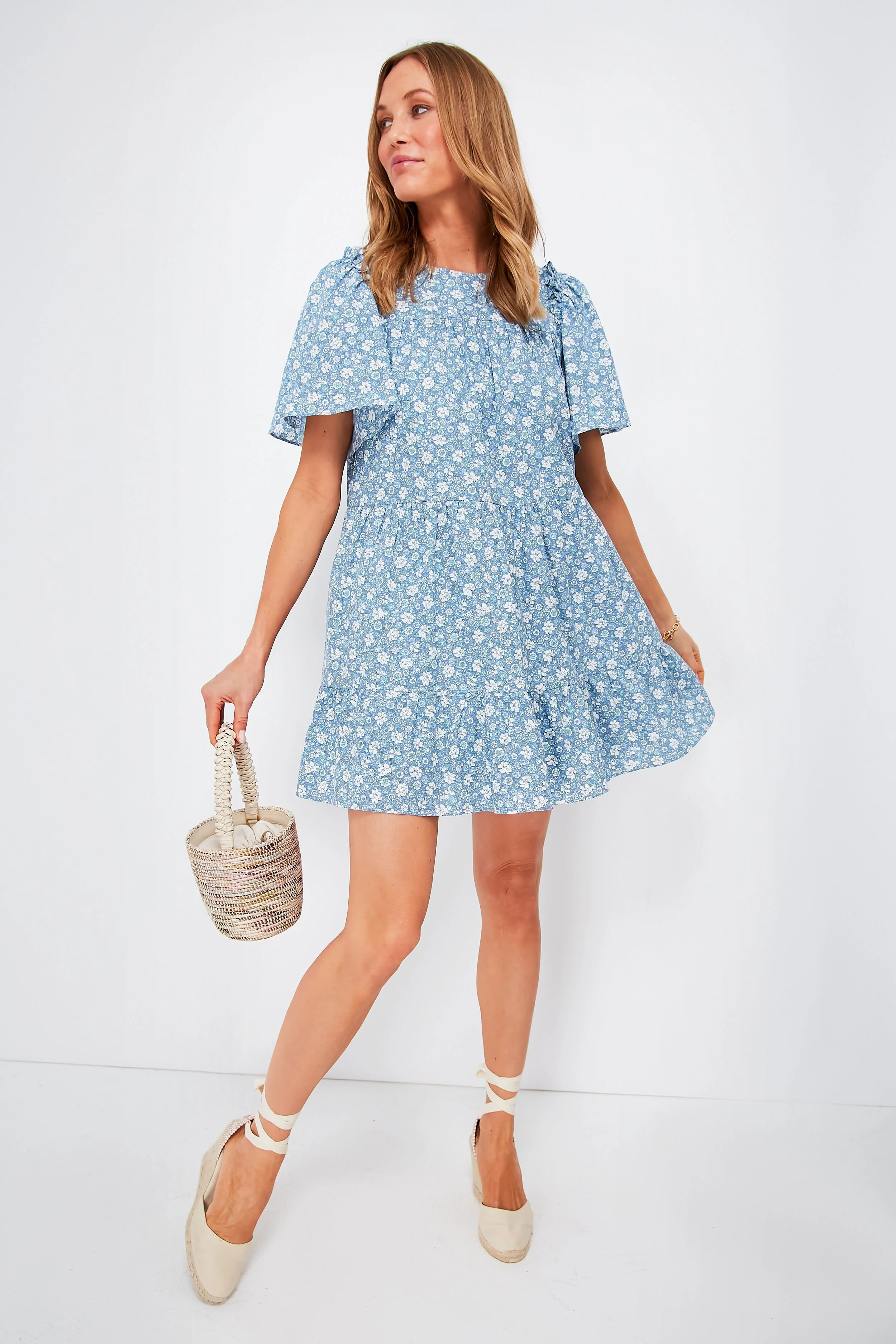 Blue and White Floral Romy Mini Dress | Tuckernuck (US)