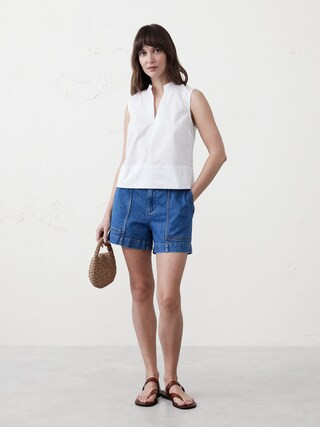 Poplin Split-Neck Top | Banana Republic Factory | Banana Republic Factory