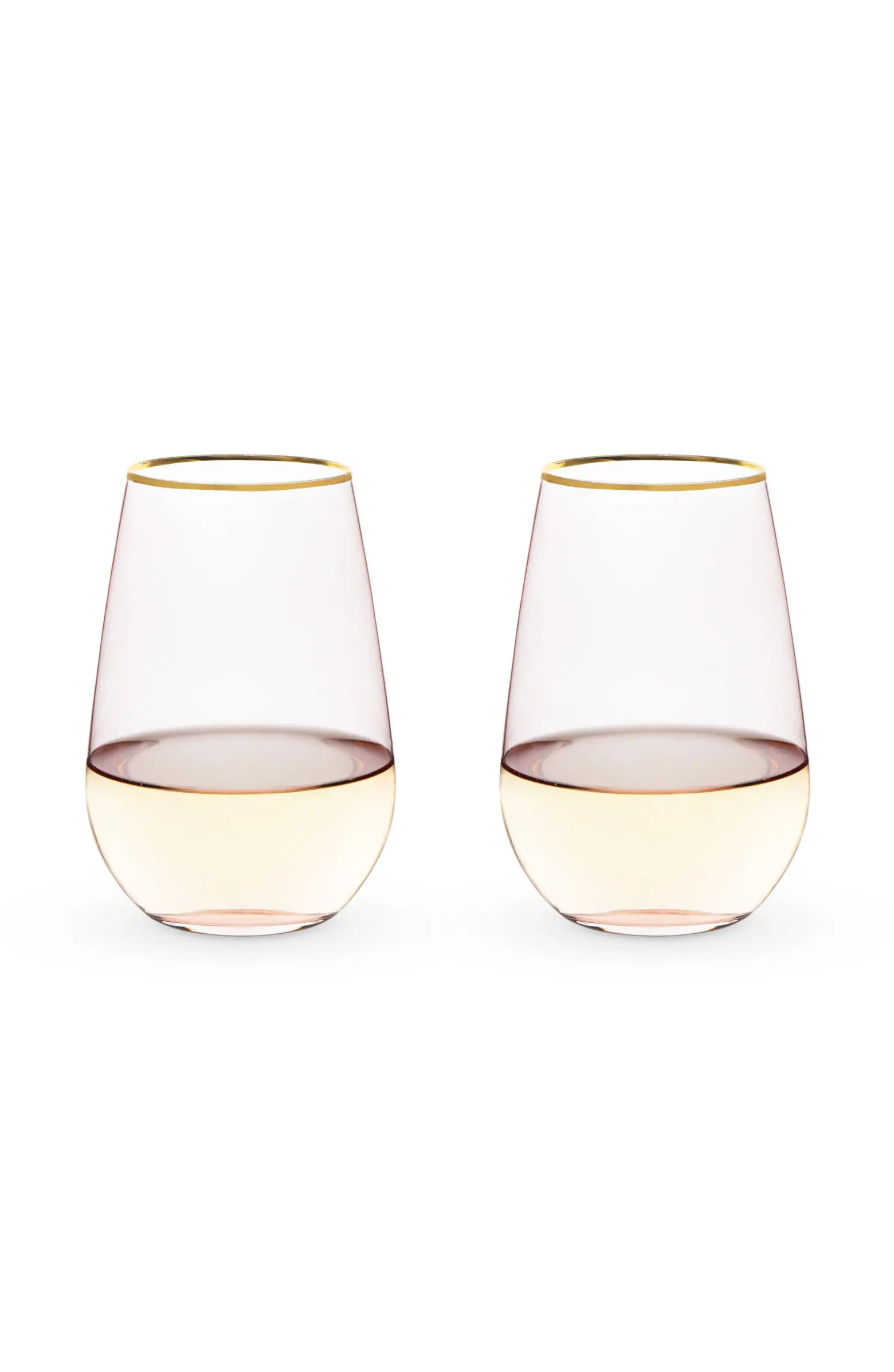 TWINE Rose Crystal Stemless Wine Glasses Set of 2 | Nordstrom | Nordstrom