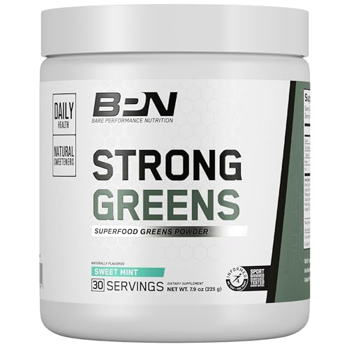 BARE PERFORMANCE NUTRITION, BPN Strong Greens Superfood Powder, Improved Digestion, Increased Energy, Immune System Support, Sweet Mint, 30 Servings | Amazon (US)