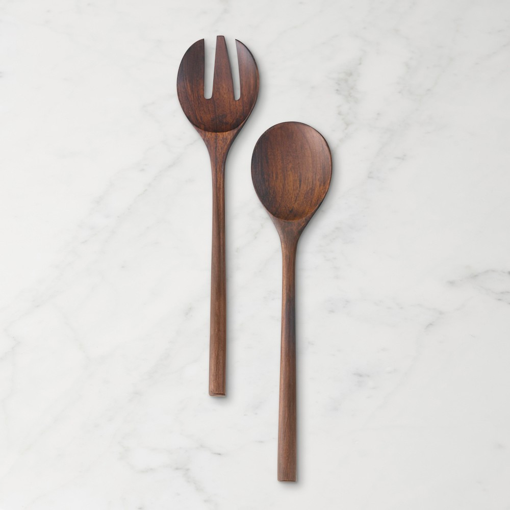 Teak Walnut Finish Salad Servers | Williams-Sonoma