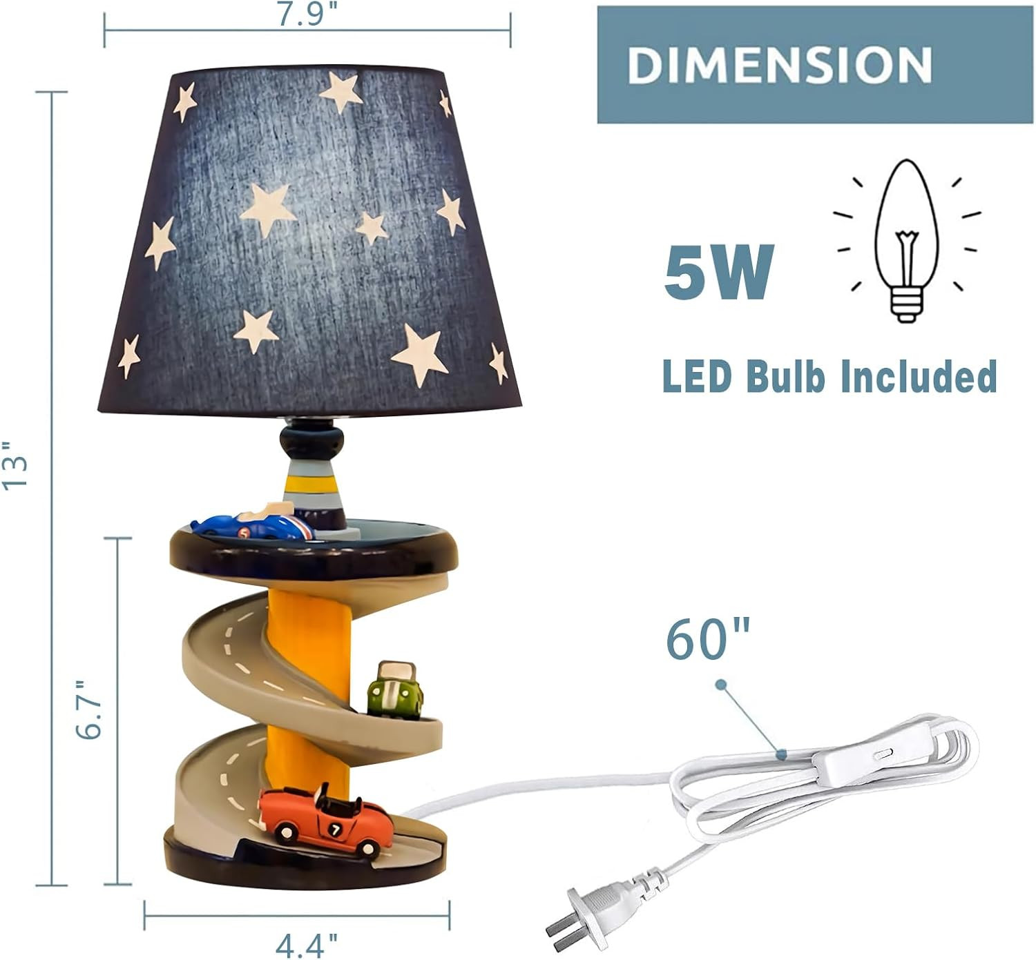 Table Lamp, Adorable 14 Inch Racing Road Style Kids Desk Lamp, Car Bedside Lamp Ideal for Childre... | Amazon (US)