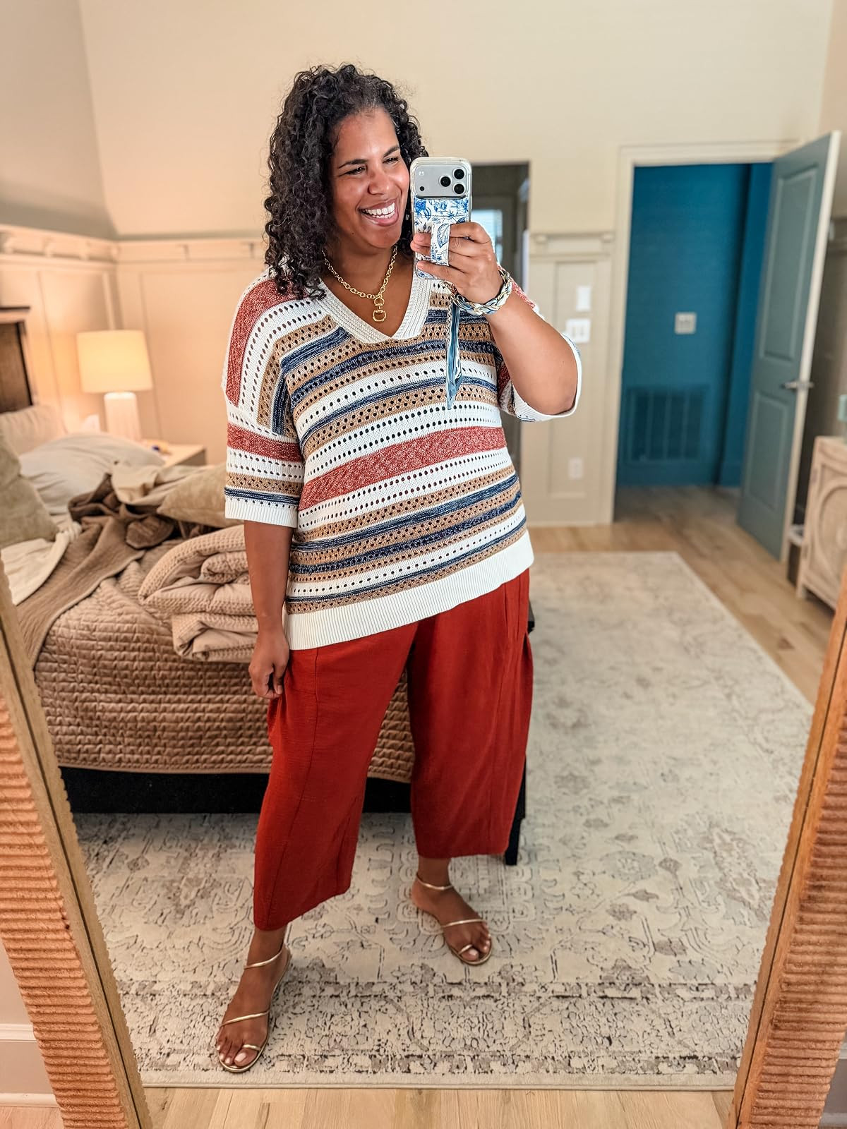 Wearing xxl in sweater (lightweight for summer) and 2x in pants, which are so light and flowy. 

 #LTKootd #LTKSeasonal #LTKPlusSize