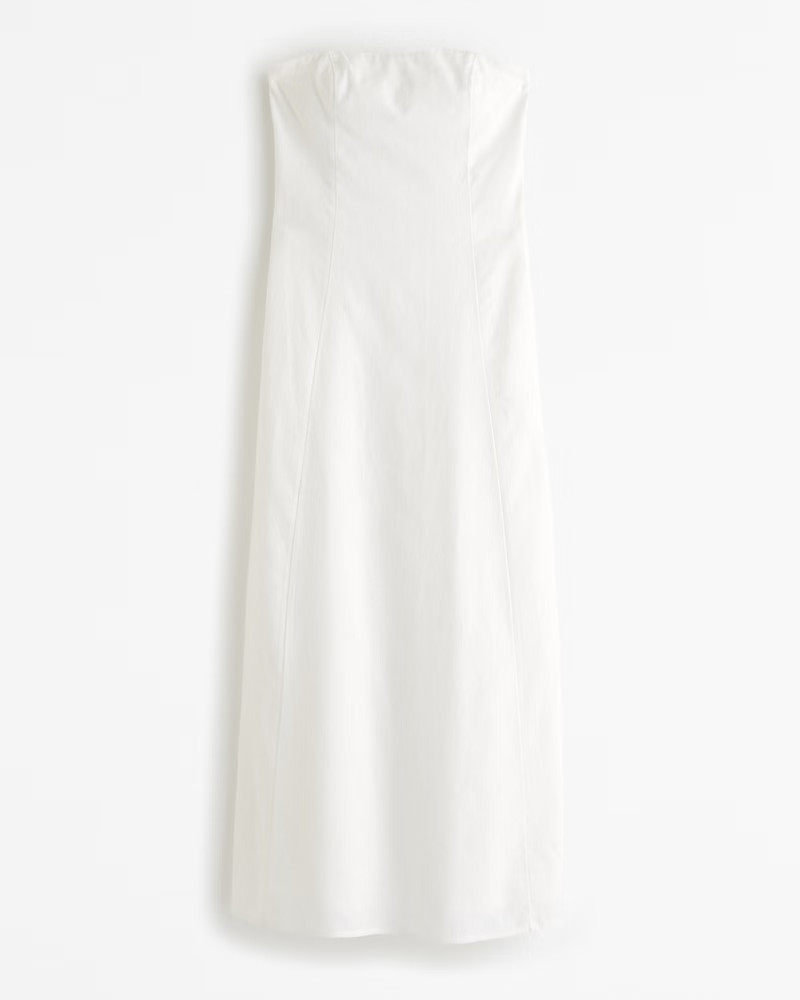 Abercrombie & Fitch Women's Strapless Skimming Linen-Blend Maxi Dress in White - Size XS | Abercrombie & Fitch (US)