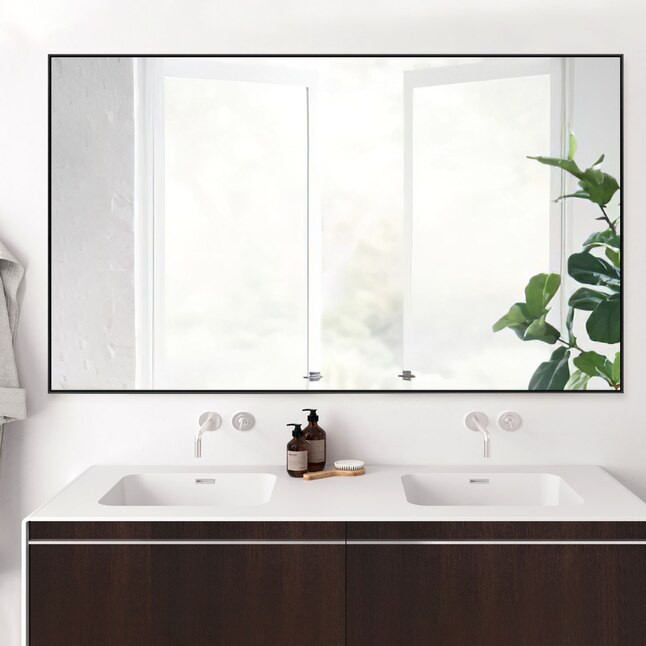 NeuType  59-in W x 36-in H Black Framed Vanity Mirror | Lowe's