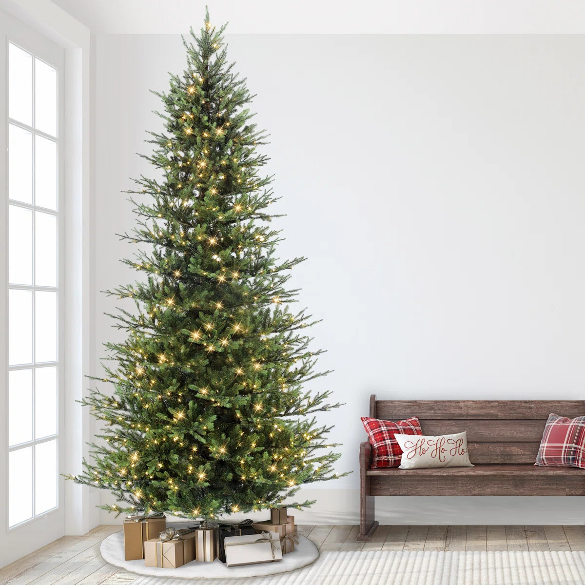 Hachmin Slender Green Realistic Artificial Fir Christmas Tree with Lights | Wayfair North America