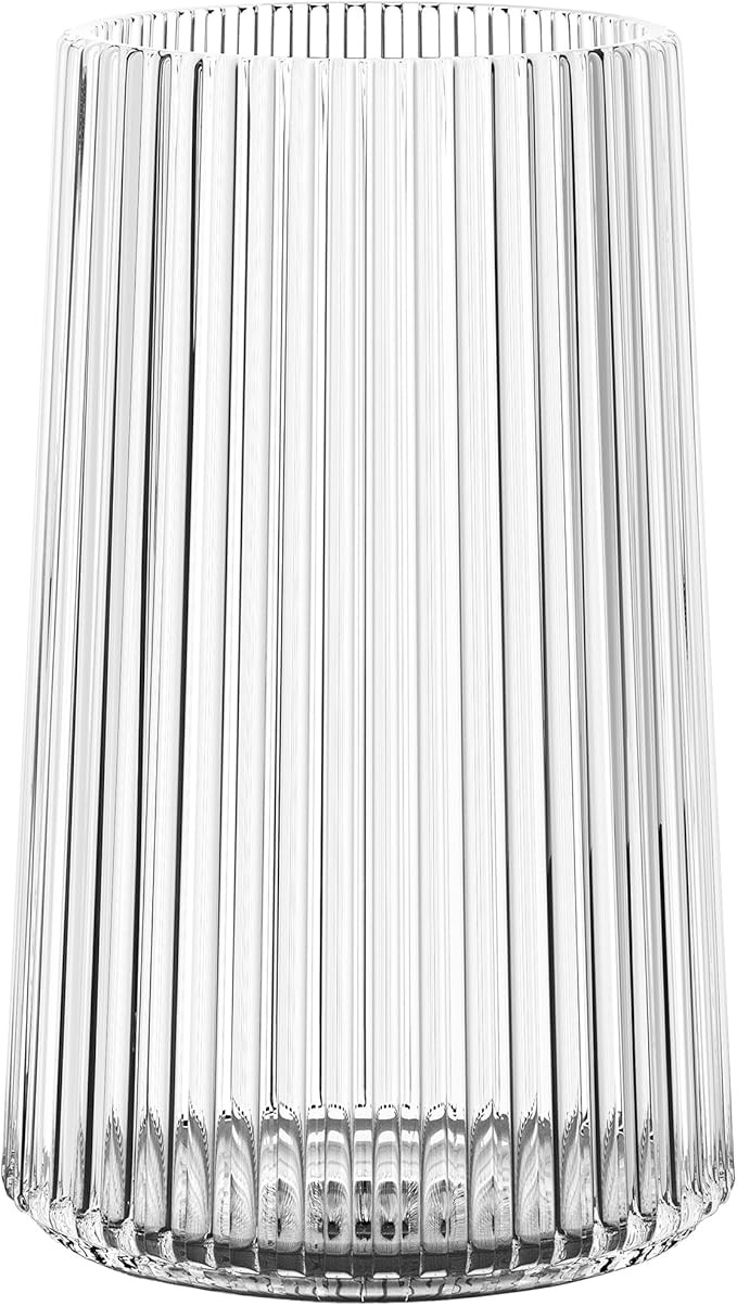 Clear Glass Vase for Flower, Flower Vase for Bouquet, Modern Glass Vases, Ribbed Vases for Living... | Amazon (US)