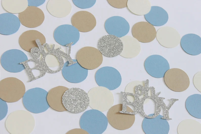 Smoke Blue Taupe Ivory Silver Oh Boy Confetti. We Can - Etsy | Etsy (US)