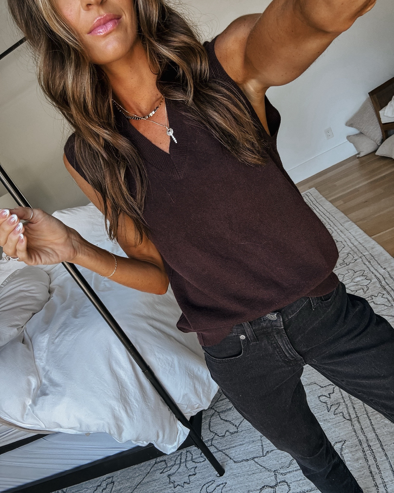 cashmere vest + washed black denim 25% off rn! 🙌🏻 love the flattering fit of this vest! such a good transitional piece!🍂

#LTKSaleAlert