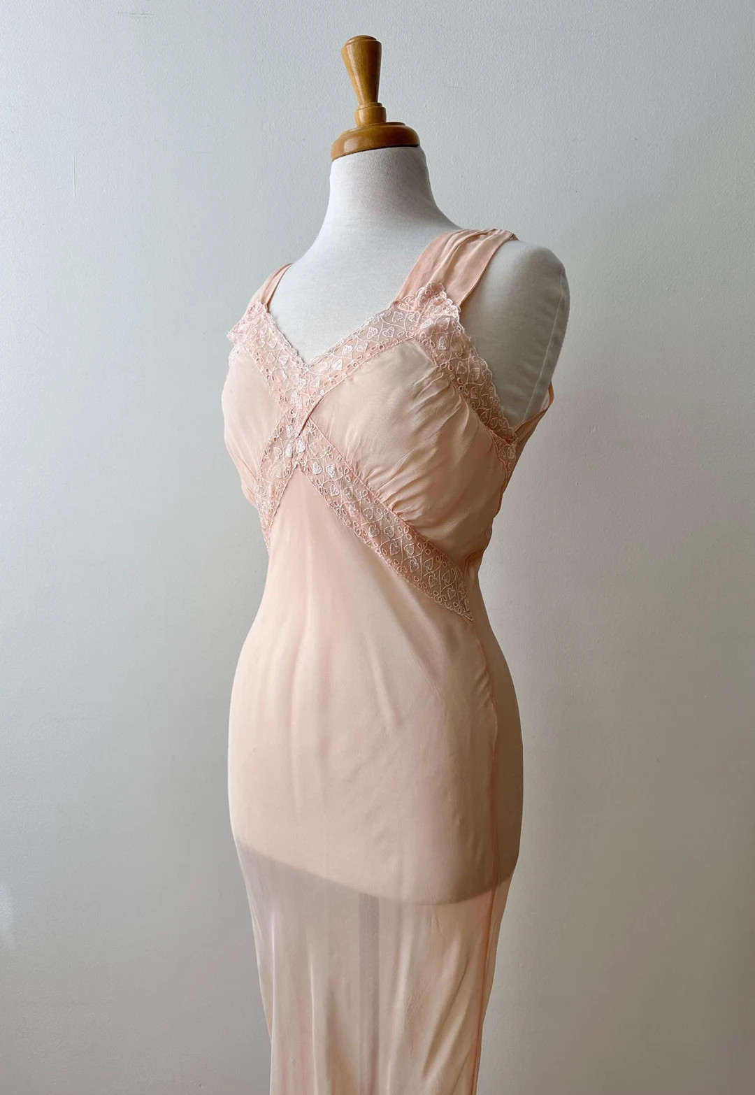 Vintage 1930s | 40s Sheer Pink Embroidered Slip Dress - Etsy Canada | Etsy (US)