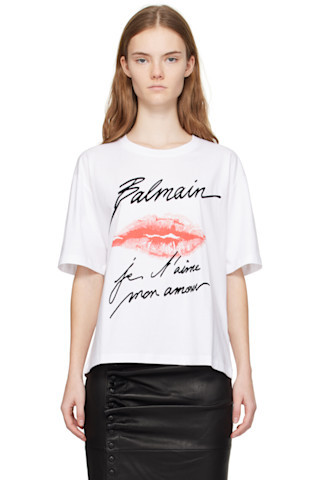 White Kiss Print T-shirt | SSENSE