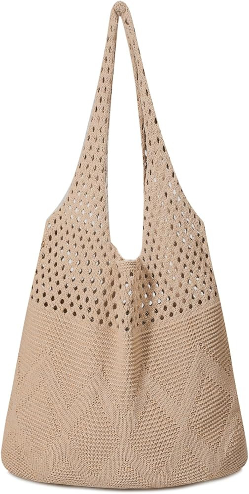 Pleneal Crochet Tote Bag, Mesh Beach Bag, Knitted Shoulder Beach Bags for Women Vacation Aestheti... | Amazon (US)