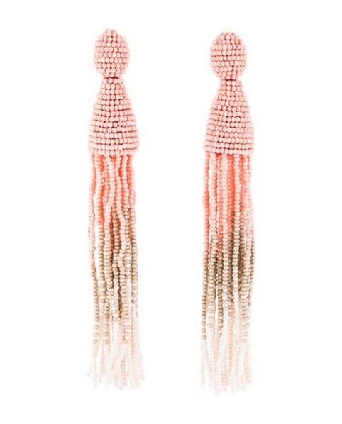 Oscar de la Renta Beaded Tassel Clip-On Earrings Gold | The RealReal