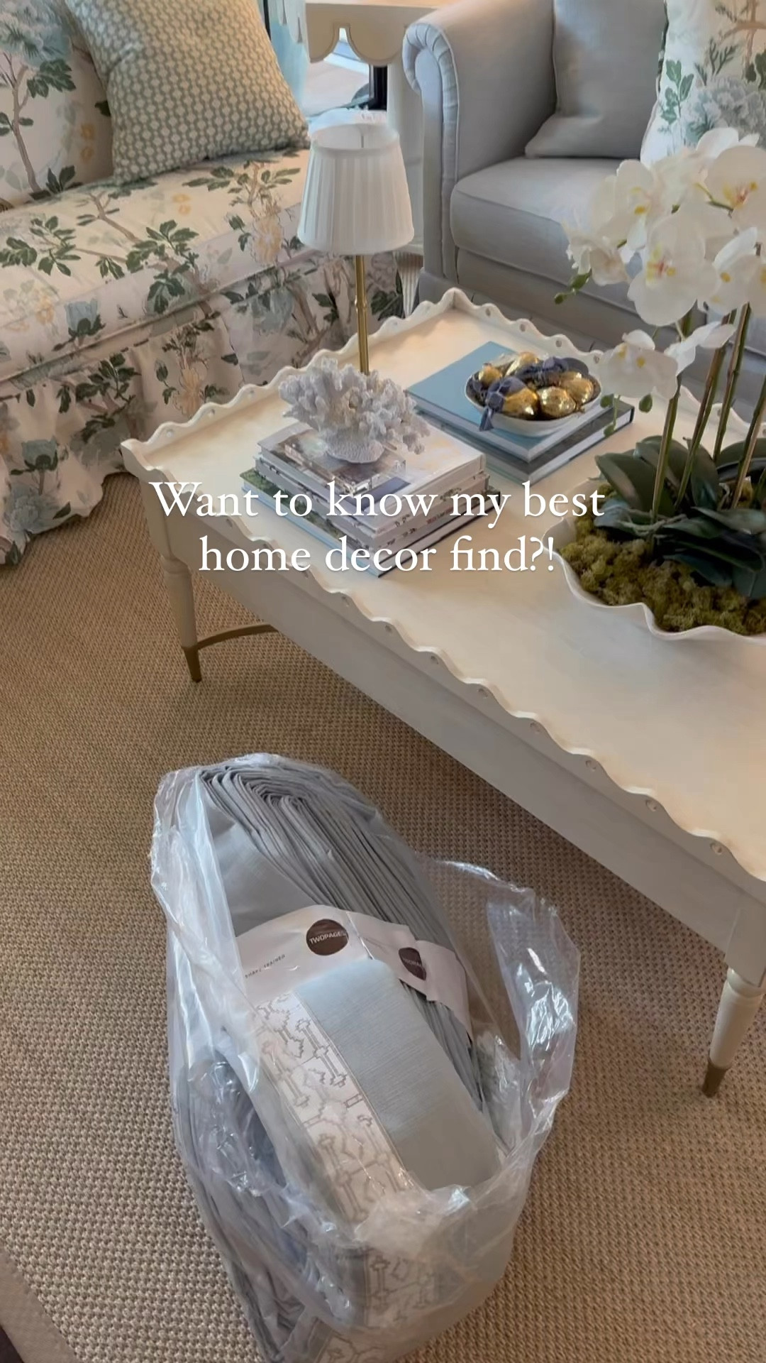 Want to know the BEST home decor find? 

The VIRAL Two pages pinch pleat curtains now come with trim tape options and the quality is INCREDIBLE! 

How to order our exact curtains: 

Isabella Cotton Blend Curtains with Border Trim (Sold per Pair)
Color: Winter Sky 7084-16
Header Style: Triple Pleated
Trim Border Style: H61(3 inch wide)
Memory Trained 


#homedecor #traditional #pinchpleatcurtains #curtains #coral #coffeetable #burlwood #grandmillennialhomedecor #grandmillennial #curtain #livingroom #bedroom #nursery #bedroomcurtains #nurserycurtains 

#LTKStyleTip #LTKVideo #LTKHome