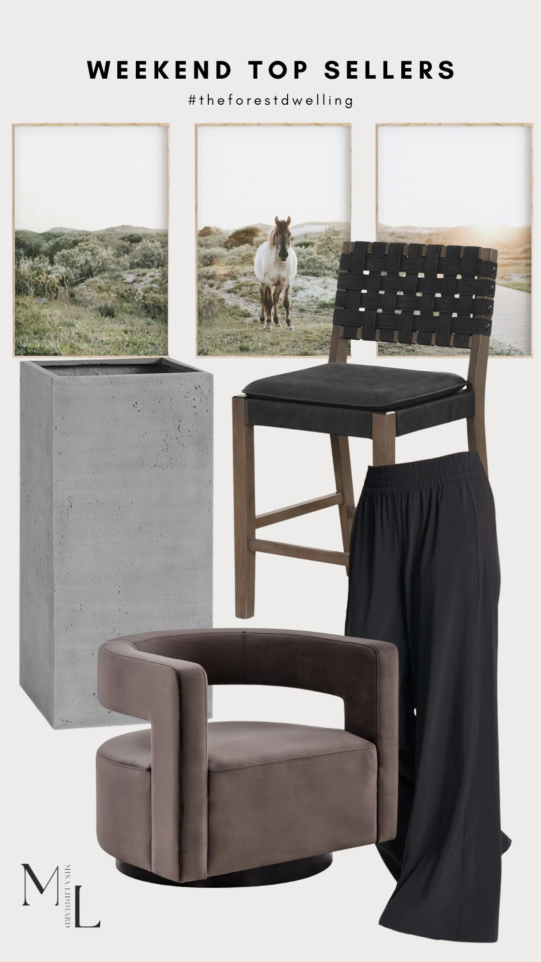Top sellers from the weekend. These are the horse prints that I currently have in the floating wood frames in our hallway and they look stunning. The Villa wide leg pants are a wardrobe staple. I've had the Mission square planters for years and they look great through every season. 

 #LTKSummerEdit #LTKHome #LTKStyleTip