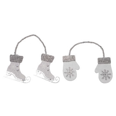 Transpac MDF Winter Metallic Ornament Set of 2 Christmas Tree Decorations for Home Holiday Decor | Target