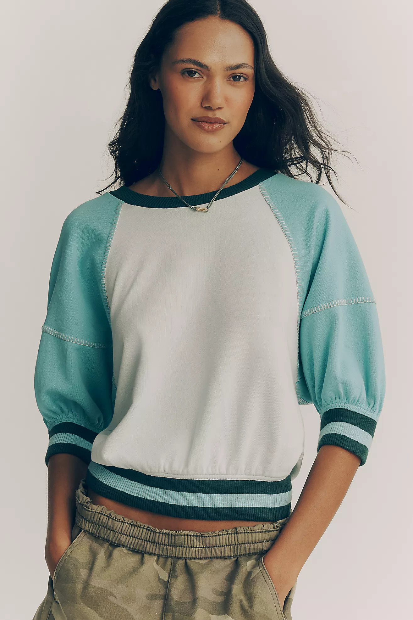 Pilcro Niki Colorblock Raglan Sweatshirt | Anthropologie (US)