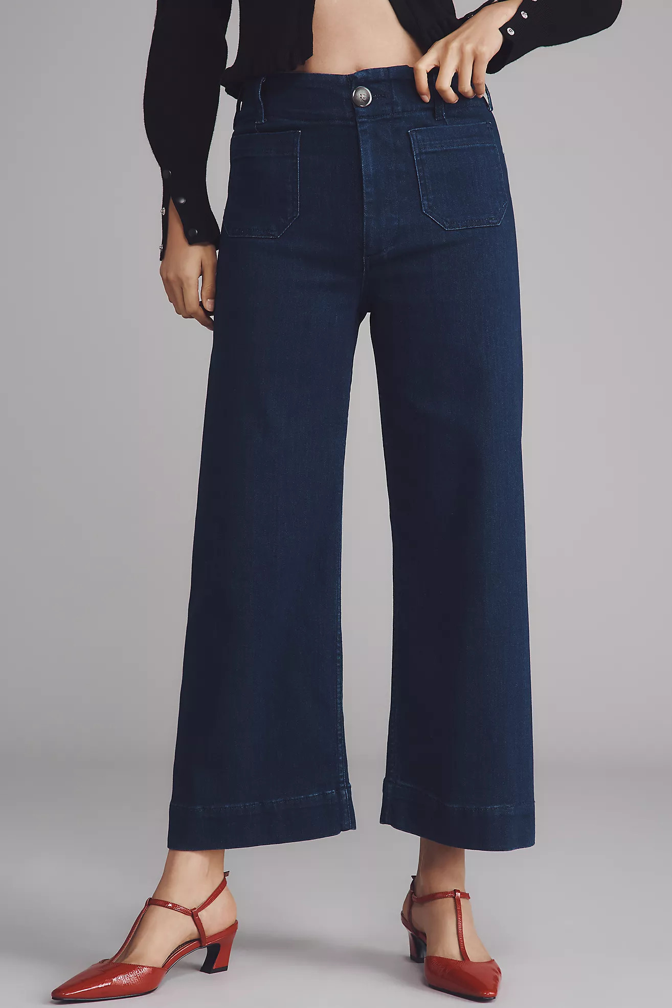 The Colette Denim Cropped Wide-Leg Jeans by Maeve | Anthropologie (US)