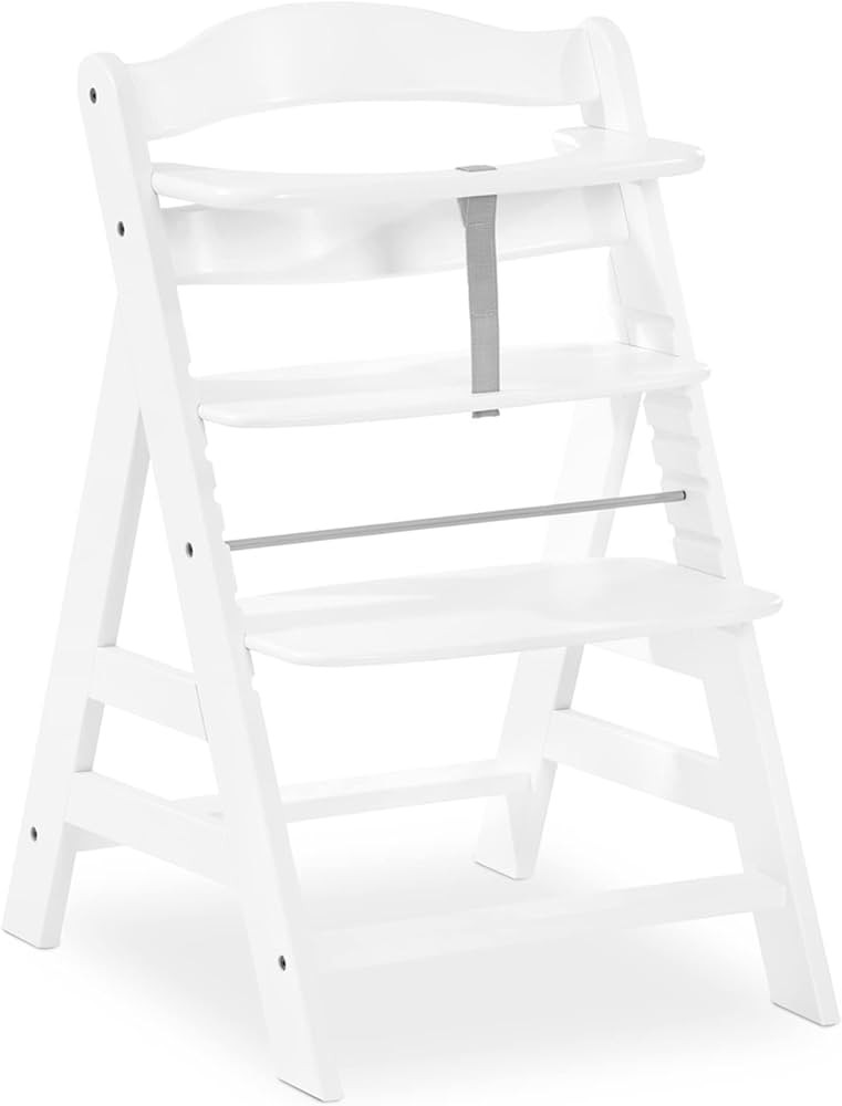 hauck Alpha+ Grow Along Solid Beechwood Highchair with Adjustable Seat, White | Amazon (US)