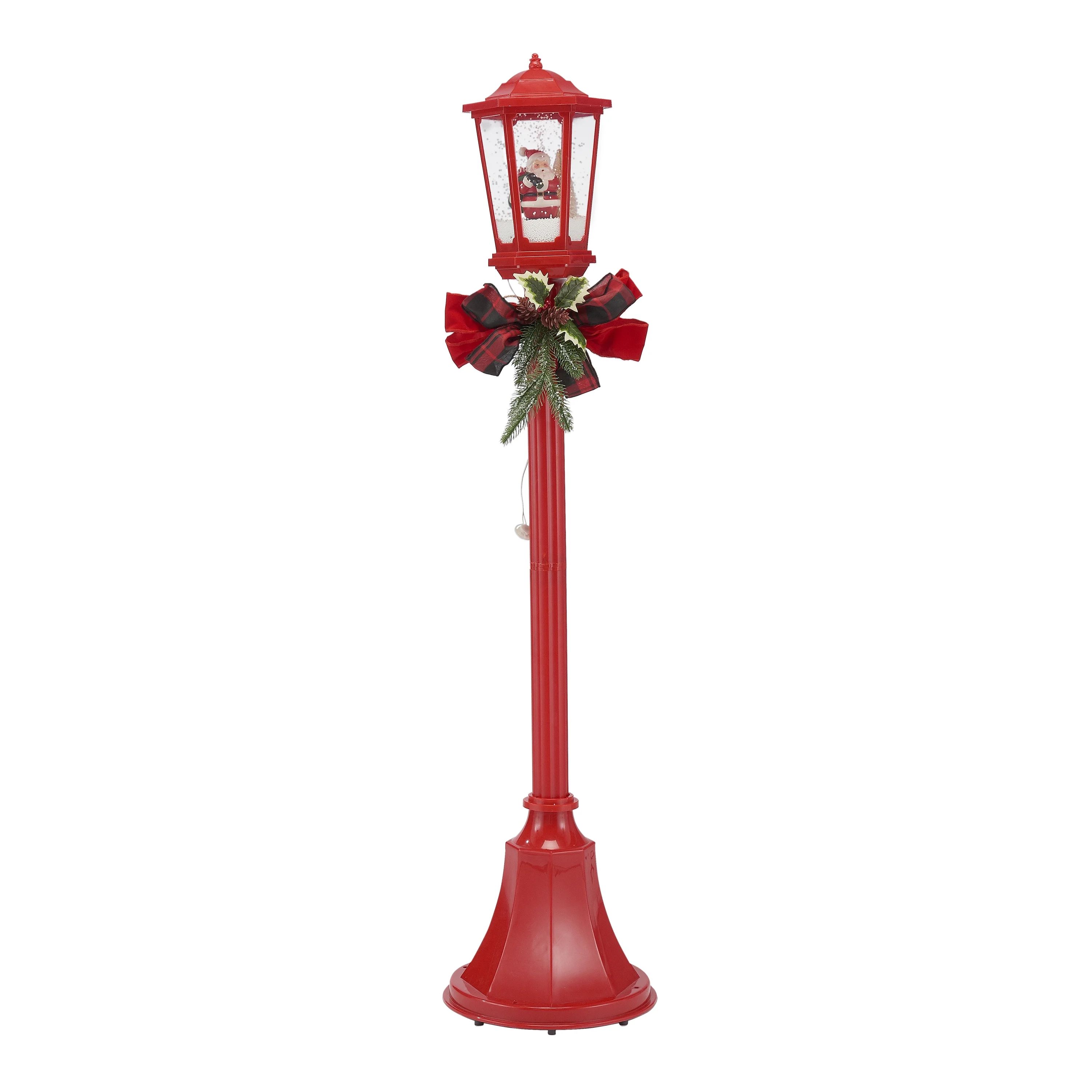 Holiday Time 56" Snow Blowing Santa Red Christmas Lamppost Decoration | Walmart (US)